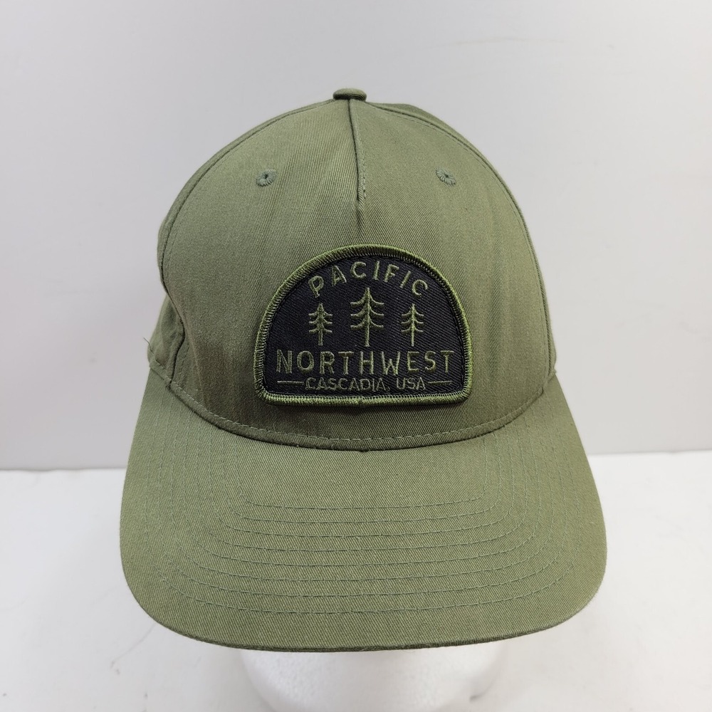 Pacific Northwest Vibes Supply Co. Snapback Hat Mens Olive Green Patch Logo